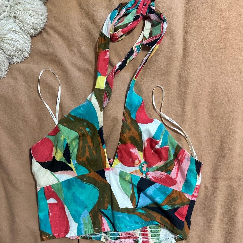 Multicolor halter top